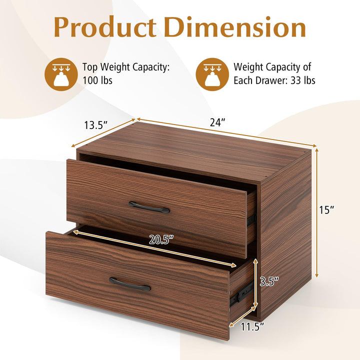 Giantex Dressers Stackable 2 Drawer Horizontal Organizer W/Handles Dresser Tower