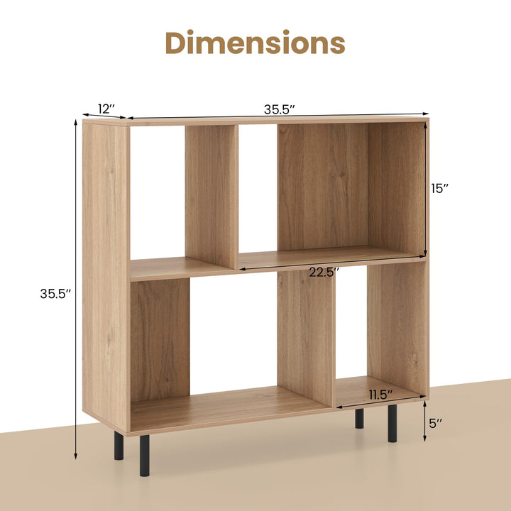 Giantex 3-Tier Bookcase, Modern Cube Bookshelf with 4 Compartments &amp; Metal Legs, Minimalist Freestanding Storage Organizer