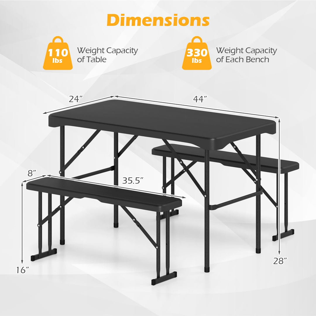 Giantex Folding Picnic Table Bench Set | Rectangular Patio Dining Table Set for 4
