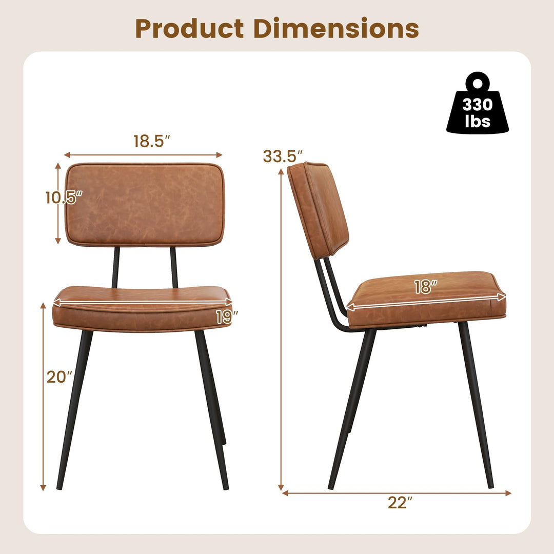 Giantex PU Leather Dining Chairs Set of 2/4, Upholstered Kitchen Chairs w/Padded Backrest &amp; Seat, Metal Legs
