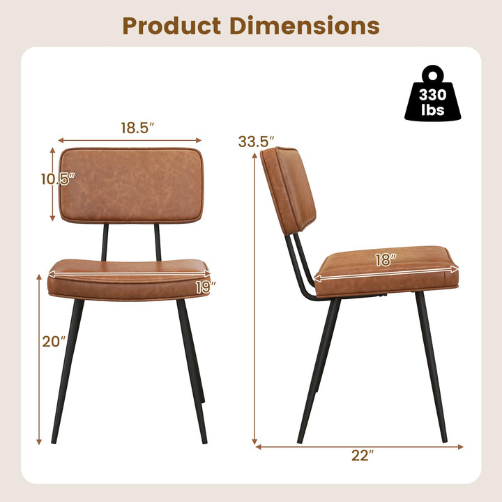 Giantex PU Leather Dining Chairs Set of 2/4, Upholstered Kitchen Chairs w/Padded Backrest &amp; Seat, Metal Legs