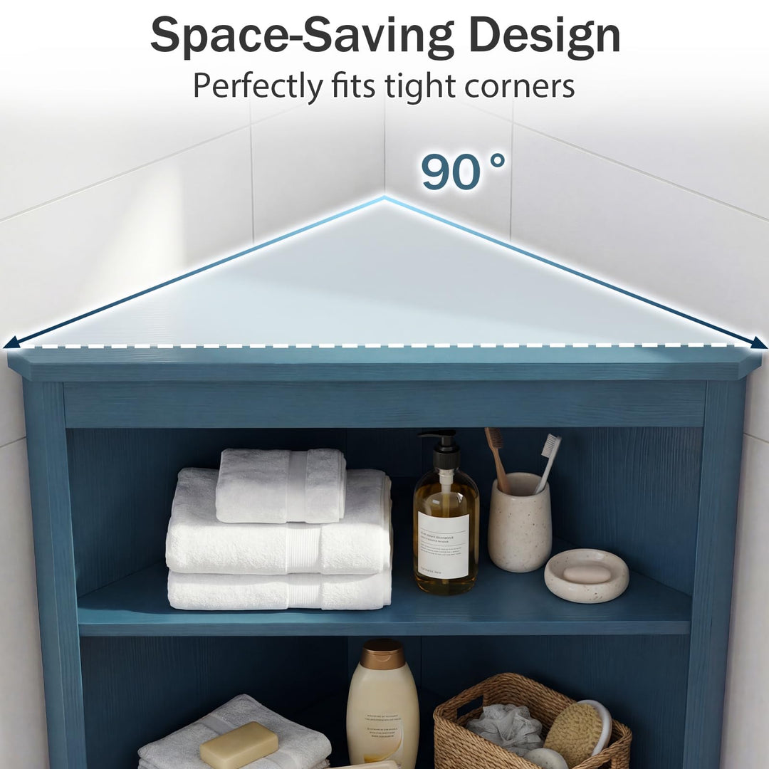 Giantex 68" Tall Corner Modern Bathroom Floor Storage Cabinet,