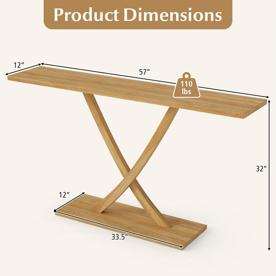 Giantex 57" Solid Wood Console Table Narrow Long Entryway Table