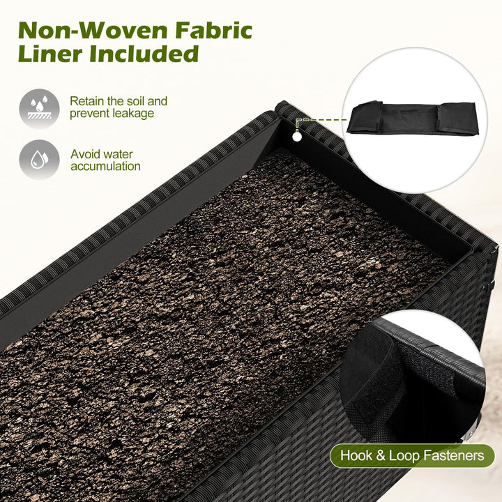 GIANTEX 38"x12"x14" Wicker Raised Garden Bed w/Wheels (1/2)