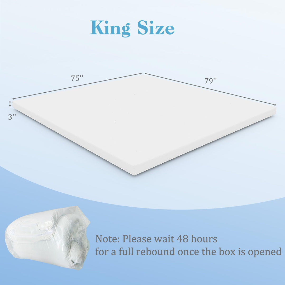 Giantex 3 Inch Twin Memory Foam Mattress Topper, Gel Infused Topper with Removable Cover