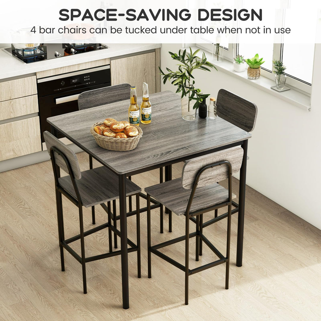 Giantex 5-Piece Dining Table Set W/Counter Height Table &amp; 4 Bar Stools
