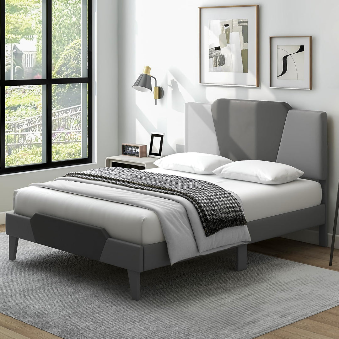Giantex Queen/Full/Twin Size Velvet Upholstered Bed Frame with Headboard