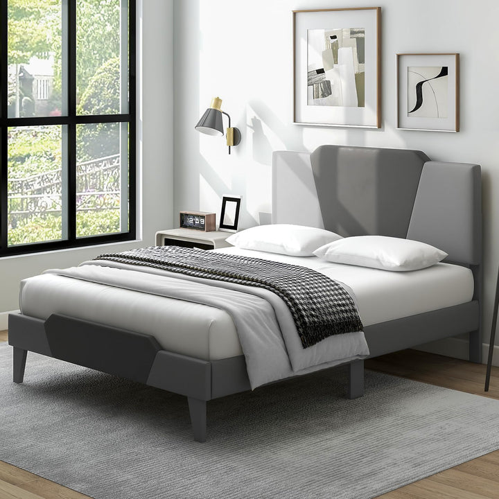 Giantex Queen/Full/Twin Size Velvet Upholstered Bed Frame with Headboard