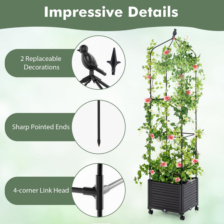 Giantex Raised Garden Bed with Tomato Cages, Obelisk &amp; Bird Top