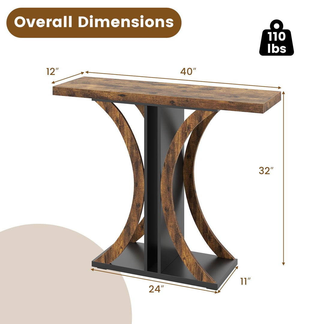 Giantex 40" Narrow Console Table | T-Shaped Entryway Table with Open Storage Shelve
