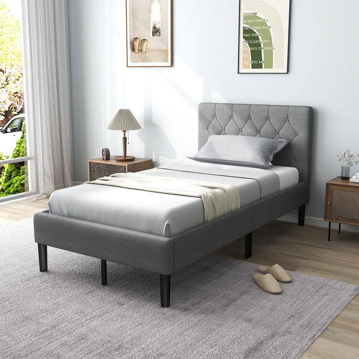 Giantex Twin Size Upholstered Bed Frame
