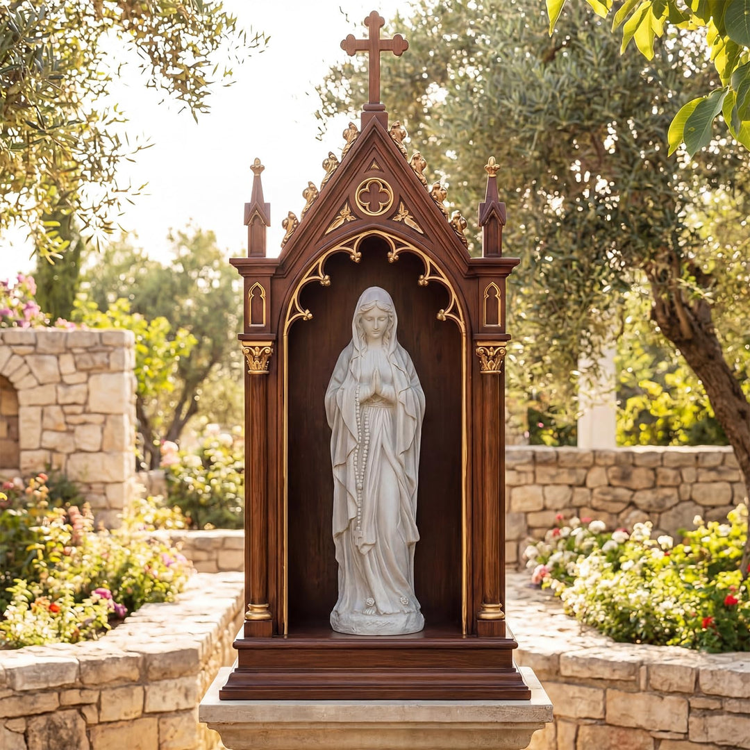 Giantex Virgin Mary Praying Statue 29.5" | Blessed Mother Outdoor Religious Statue with Rosary Beads