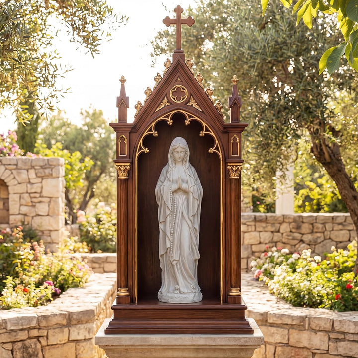 Giantex Virgin Mary Praying Statue 29.5" | Blessed Mother Outdoor Religious Statue with Rosary Beads