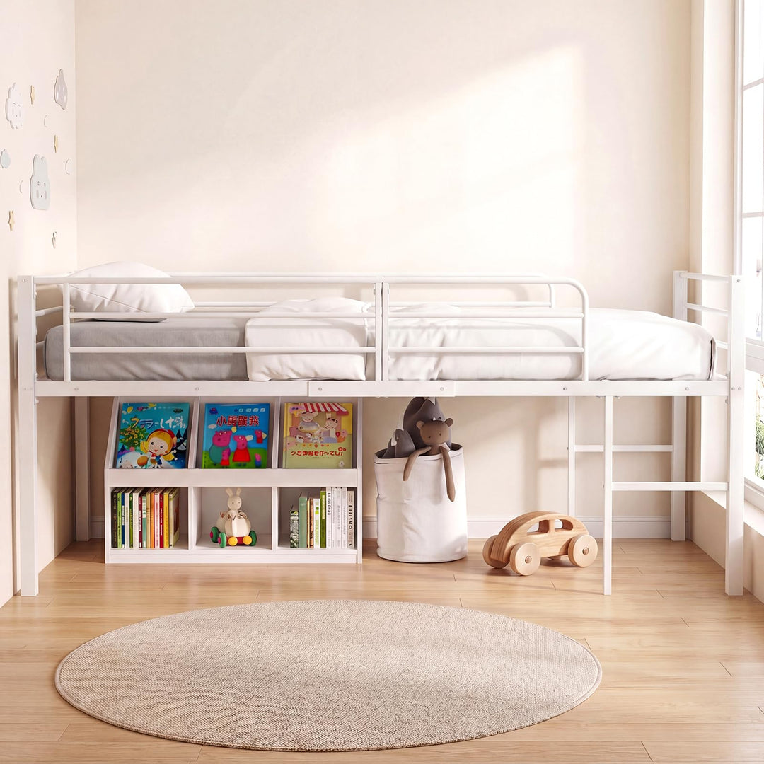 GIANTEX Twin Low Loft Bed | Metal Bed Frame with 21.5" H Under-Bed Space