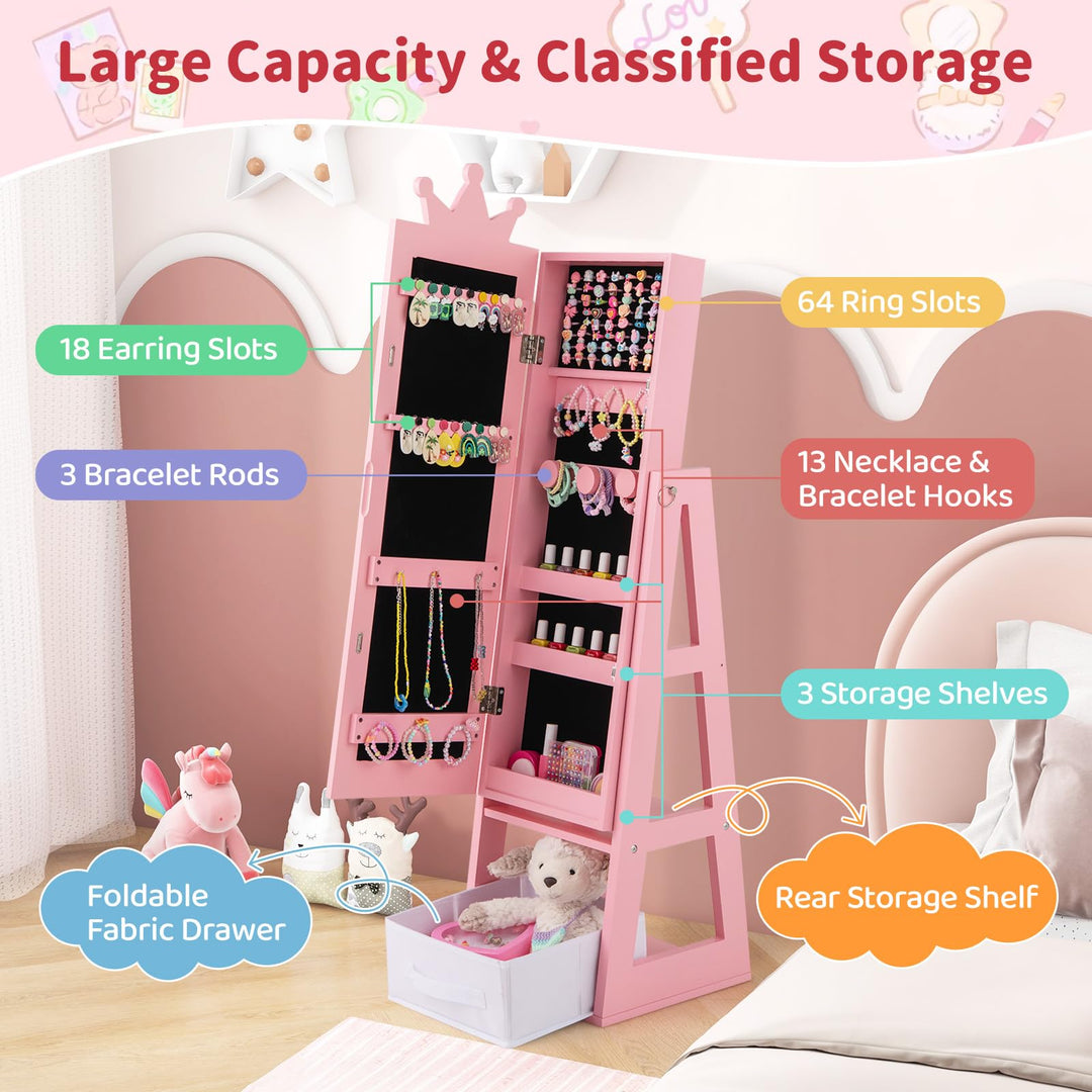 CHARMAID Kids Mirror Jewelry Cabinet - 45.5&