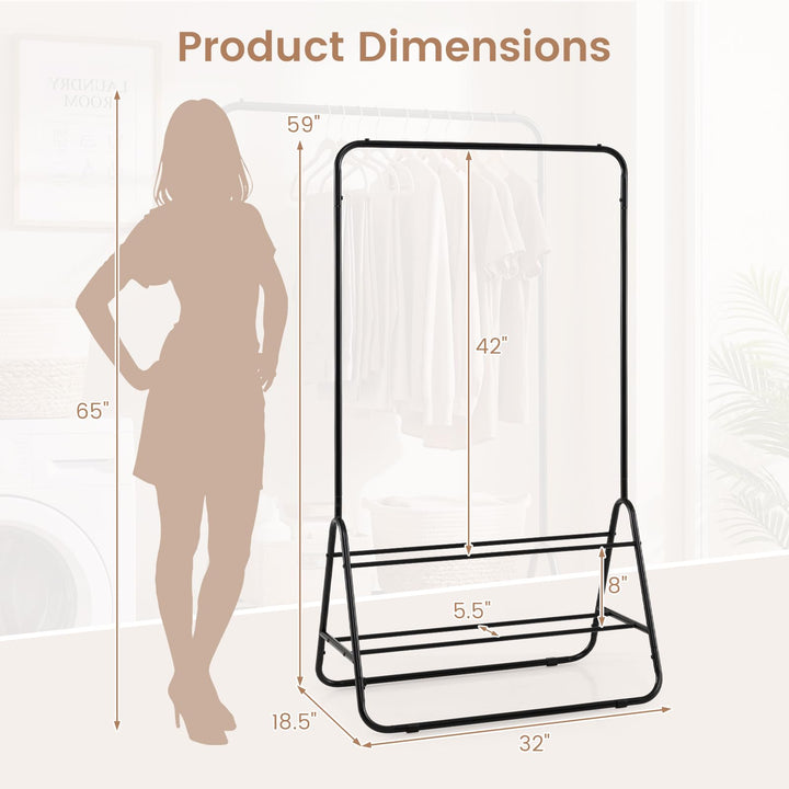 Giantex Heavy Duty Clothes Rack | Metal Garment Rack with Hanging Rod and Storage Shelves