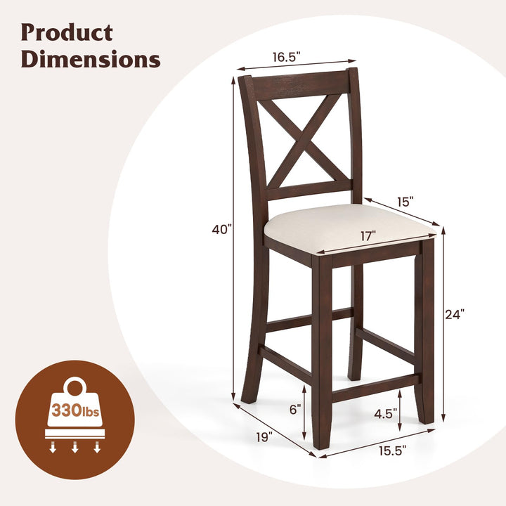 Giantex Farmhouse Counter Height Bar Stools with Footrest (2/4)