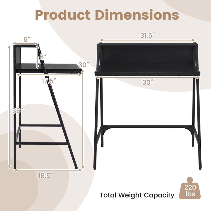 Giantex 31.5" Small Computer Desk with Raised Storage Shelf &amp; Heavy-Duty Metal Frame