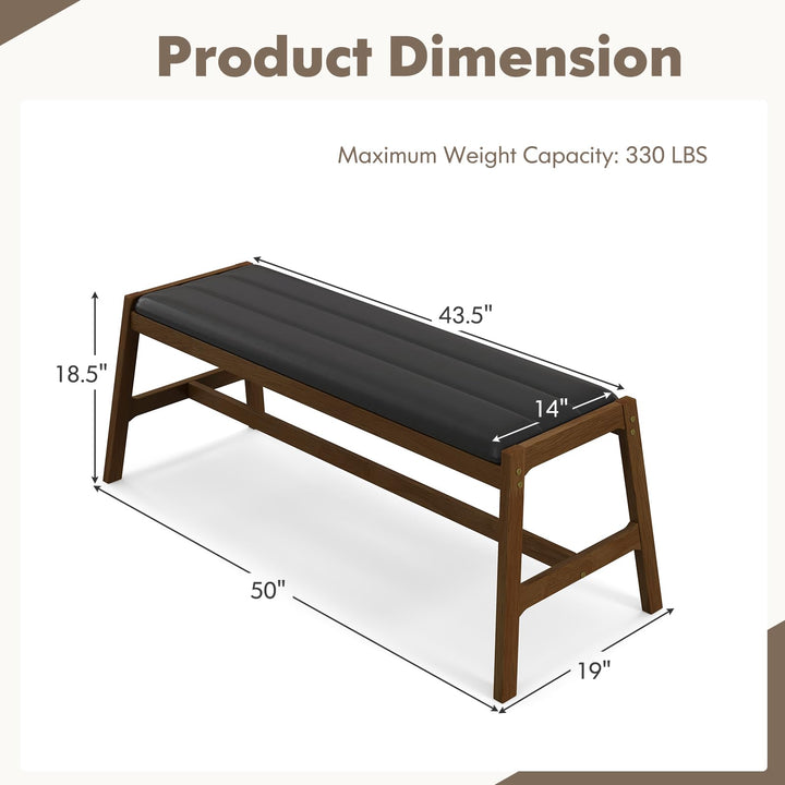 Giantex Upholstered Wood Dining Bench, 50" Entryway Bench w/Padded Seat &amp; Solid Rubber Wood Frame