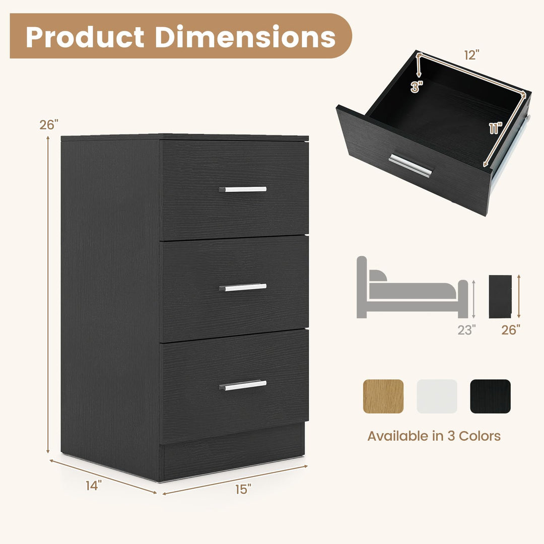 Giantex Night Stand with Charging Station - 26’’ Tall Side End Table