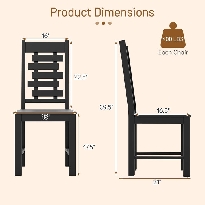 Giantex Wooden Dining Chairs Set 100% Solid Rubber Wood Kitchen Chair with High &amp; Tilted Backrest