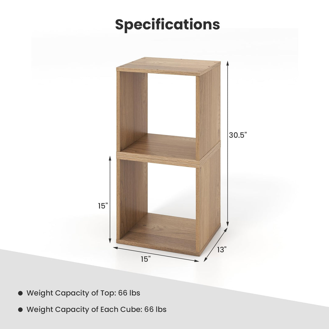 Giantex 2/4 Cube Bookshelf Organizer, 2-Tier Stackable Cube Storage Organizer