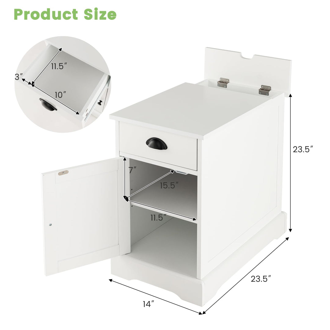 Giantex End Table with Charging Station Set of 2, Flip Top Side Table with USB Ports and Outlets, White
