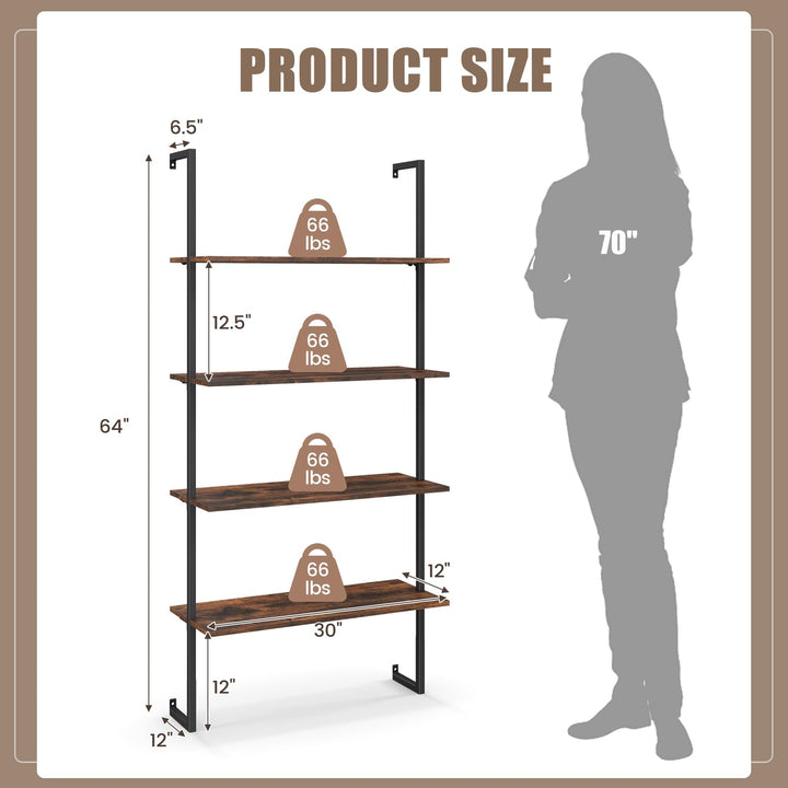Giantex 4 Tier Modern Wall Mounted Bookshelf Set