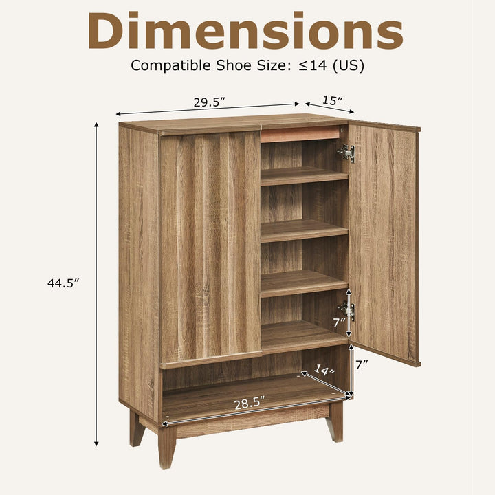 Giantex Wooden Shoe Cabinet with 2 Fluted Doors