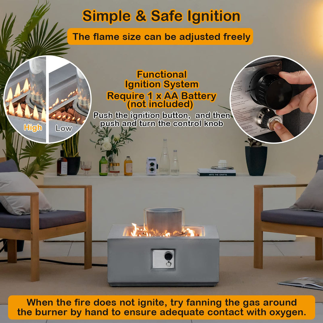 Giantex Fountain Fire Pit Table - 50,000 BTU Square Fire Table w/ Middle Fountain