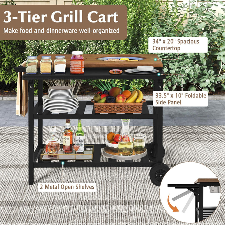 Giantex Outdoor Grill Cart with Korean BBQ Charcoal Grill