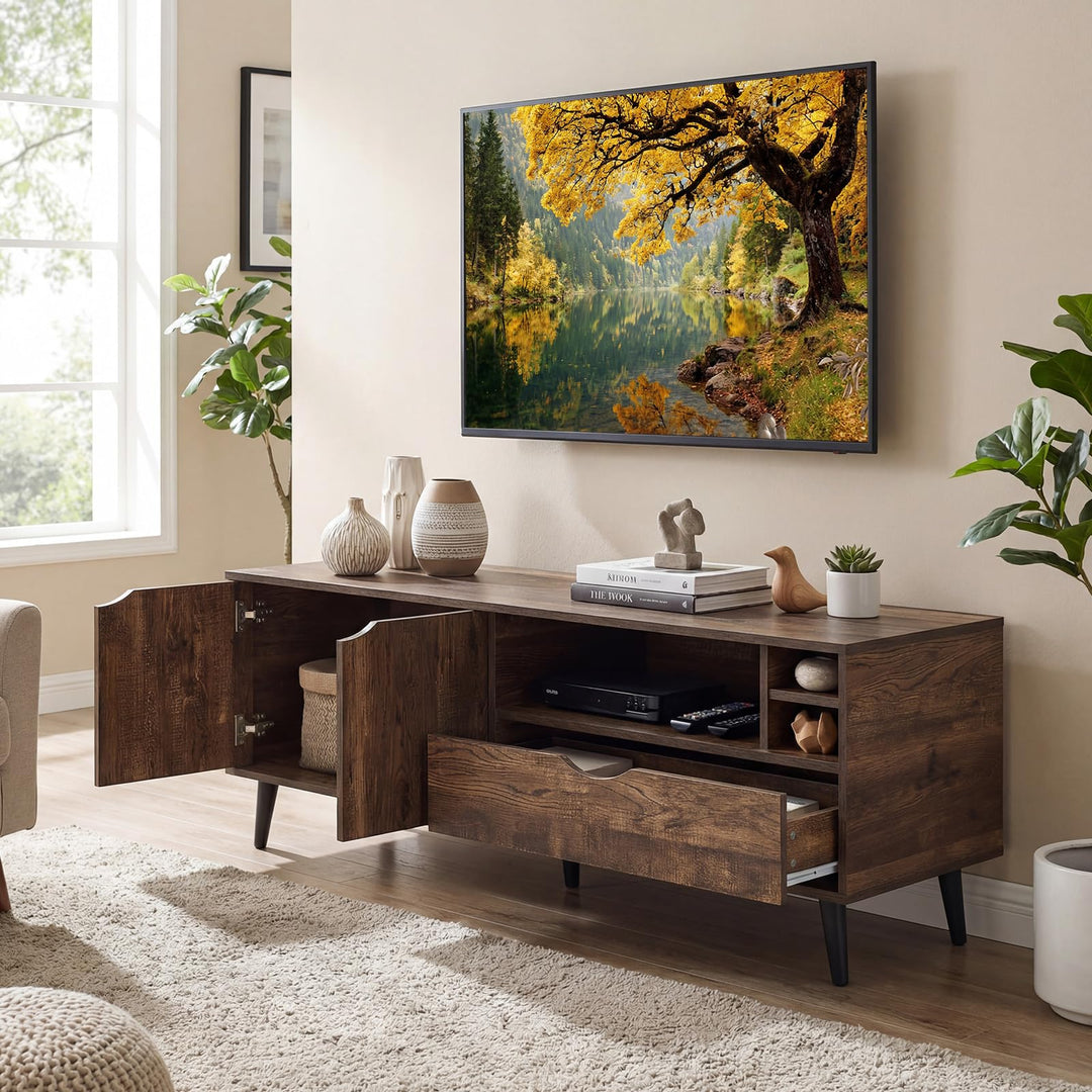 Giantex TV Stand for TVs up to 65 Inches Rustic Entertainment Center