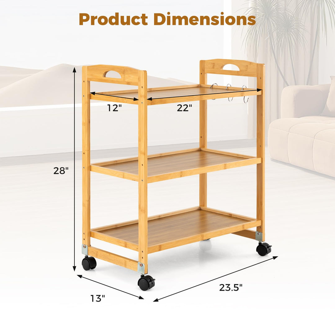 Giantex 3-Tier Rolling Storage Cart for Living Dining Room