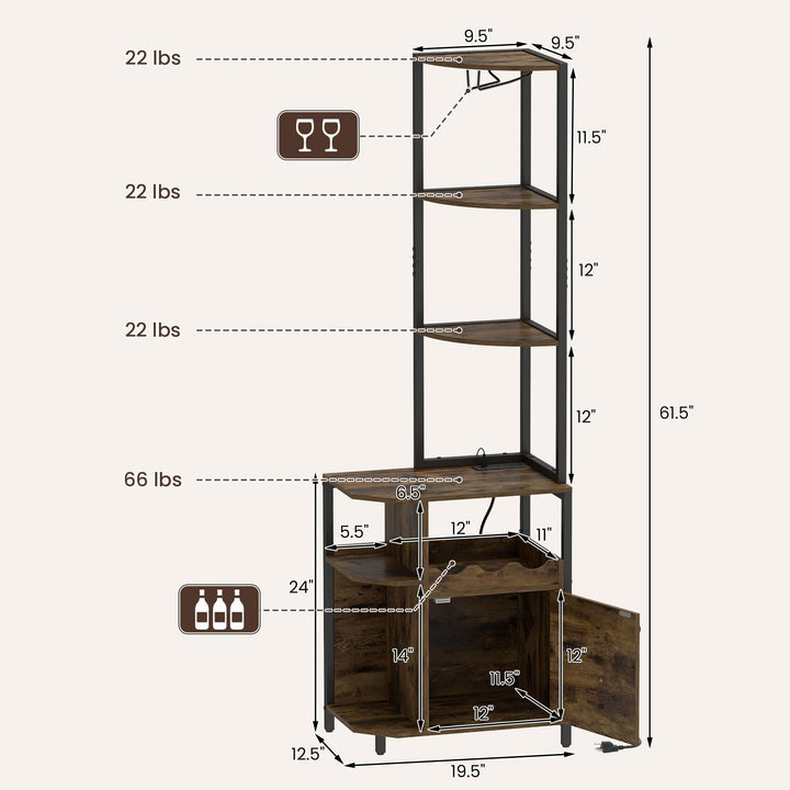 Giantex Corner Bar Cabinet w/Power Outlets