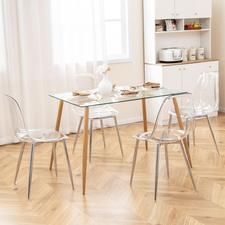 Giantex Clear Dining Chairs Set of 4, Kitchen Chairs w/Transparent Seat &amp; Curved Back