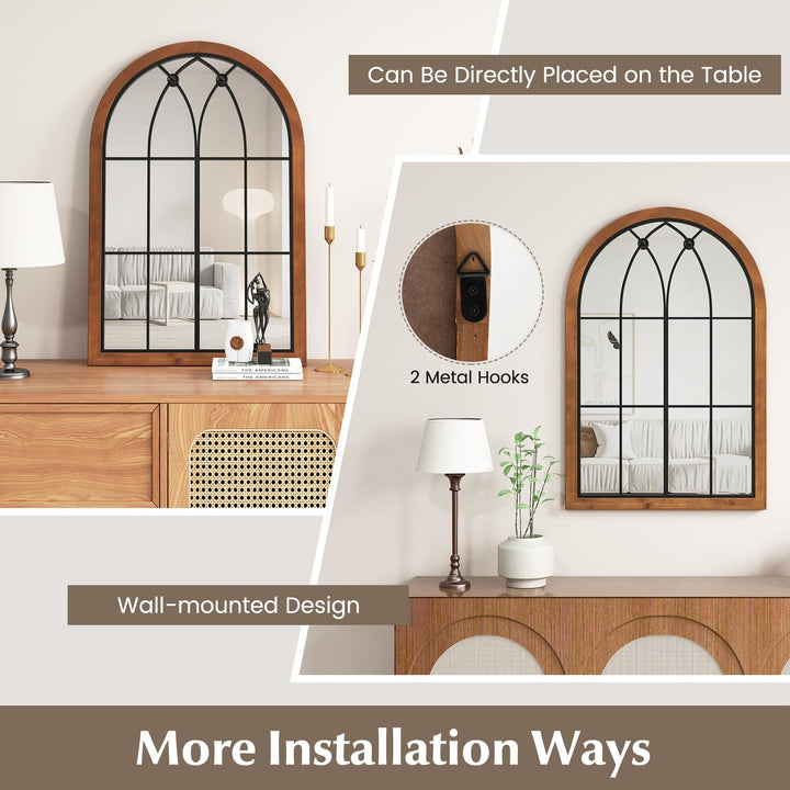 CHARMAID Arched Window Wall Mirror, 36&