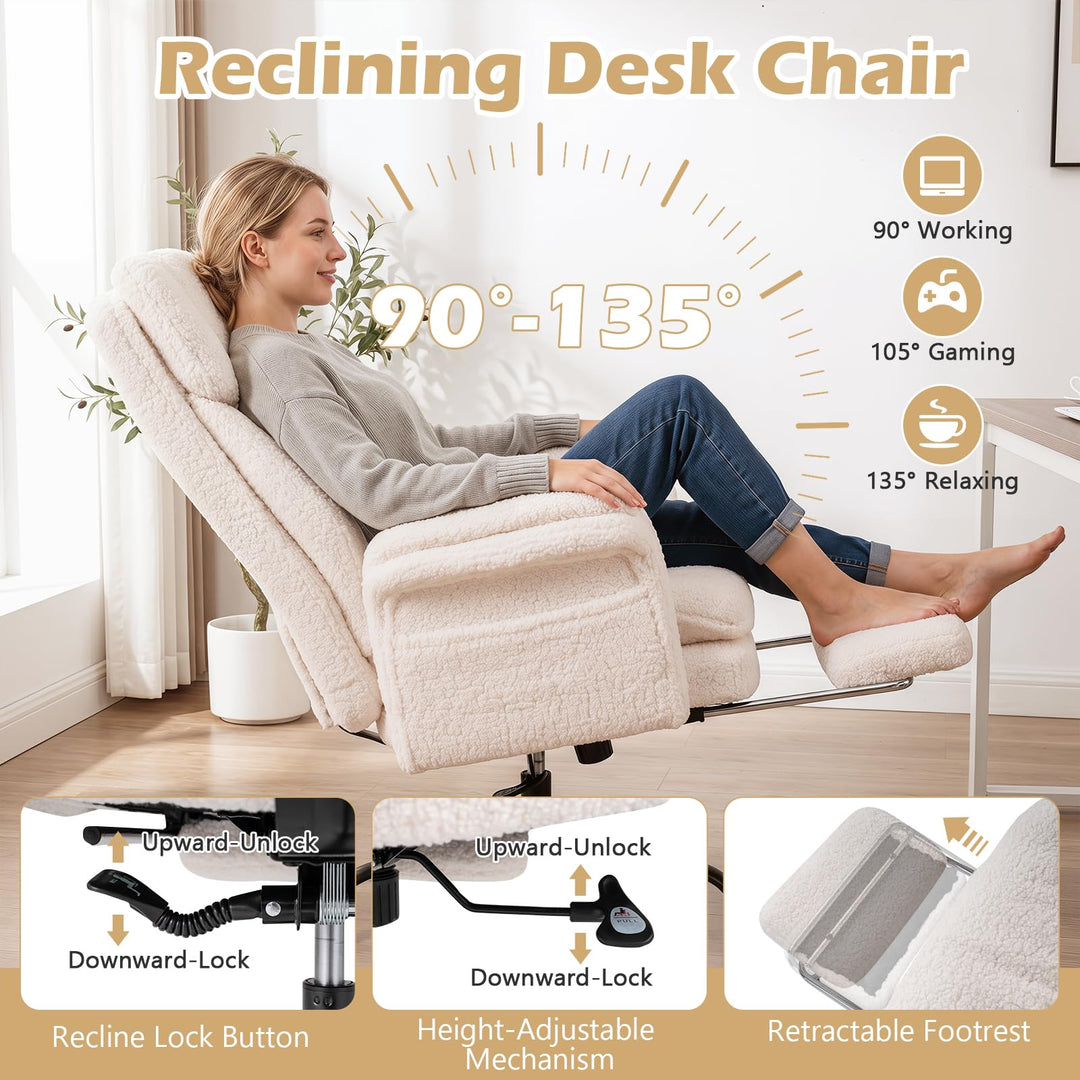 Giantex Criss Cross Legged Reclining Desk Chair with 5-Level Adjustable Armrests