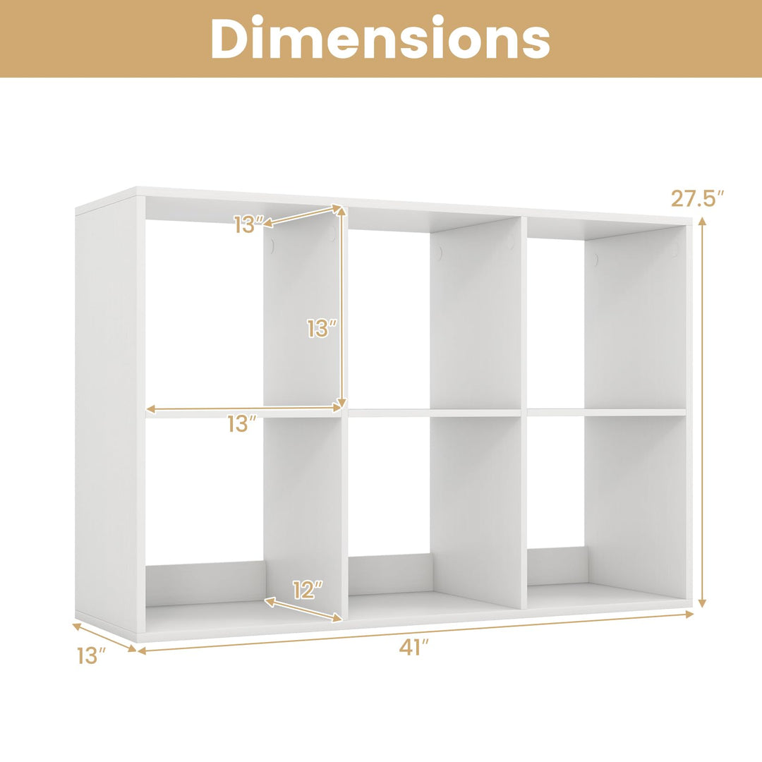Giantex 6-Cube Bookcase, White Cubby Bookshelf w/Back Guardrail &amp; Anti-Tipping Kits