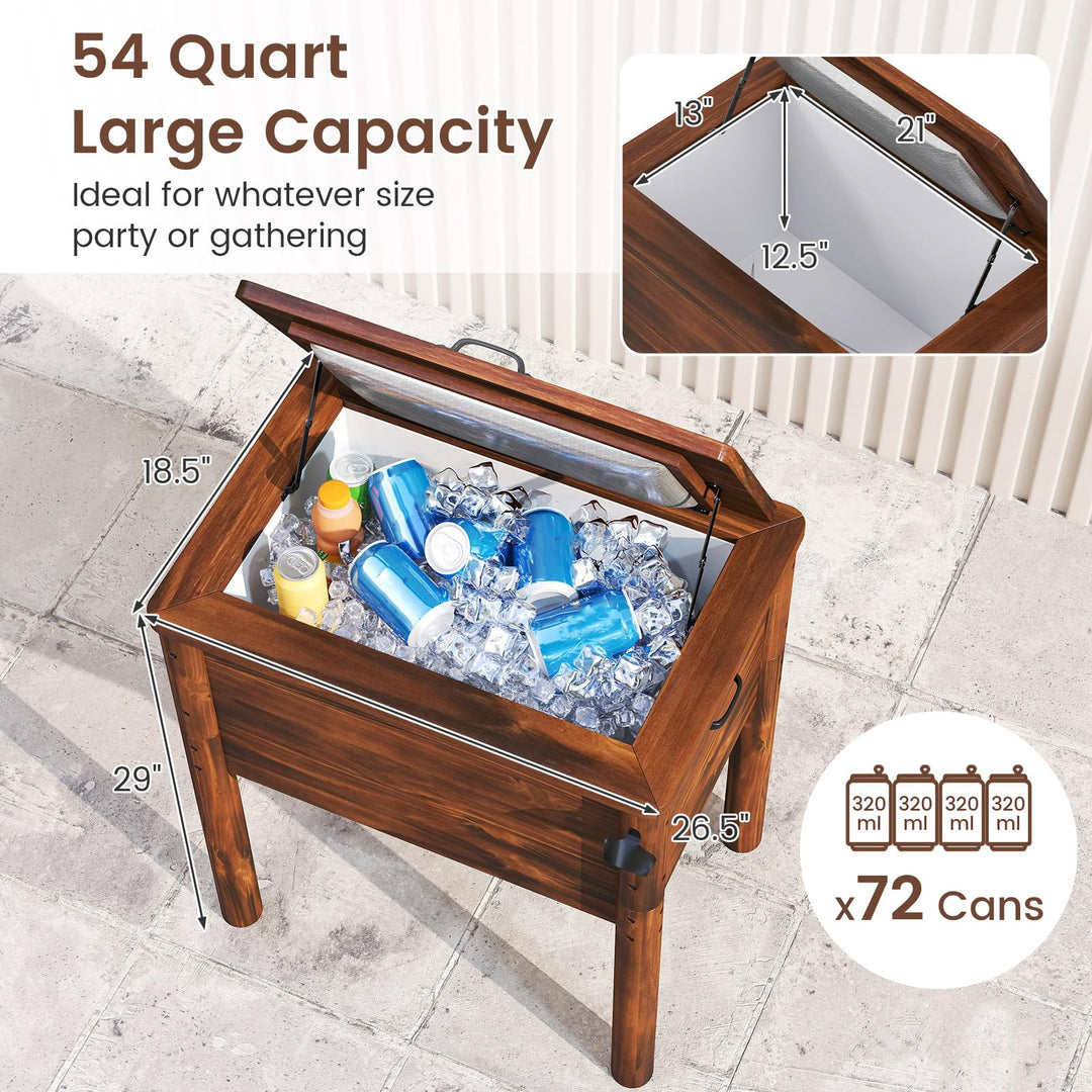Giantex Wooden Patio Cooler for Poolside