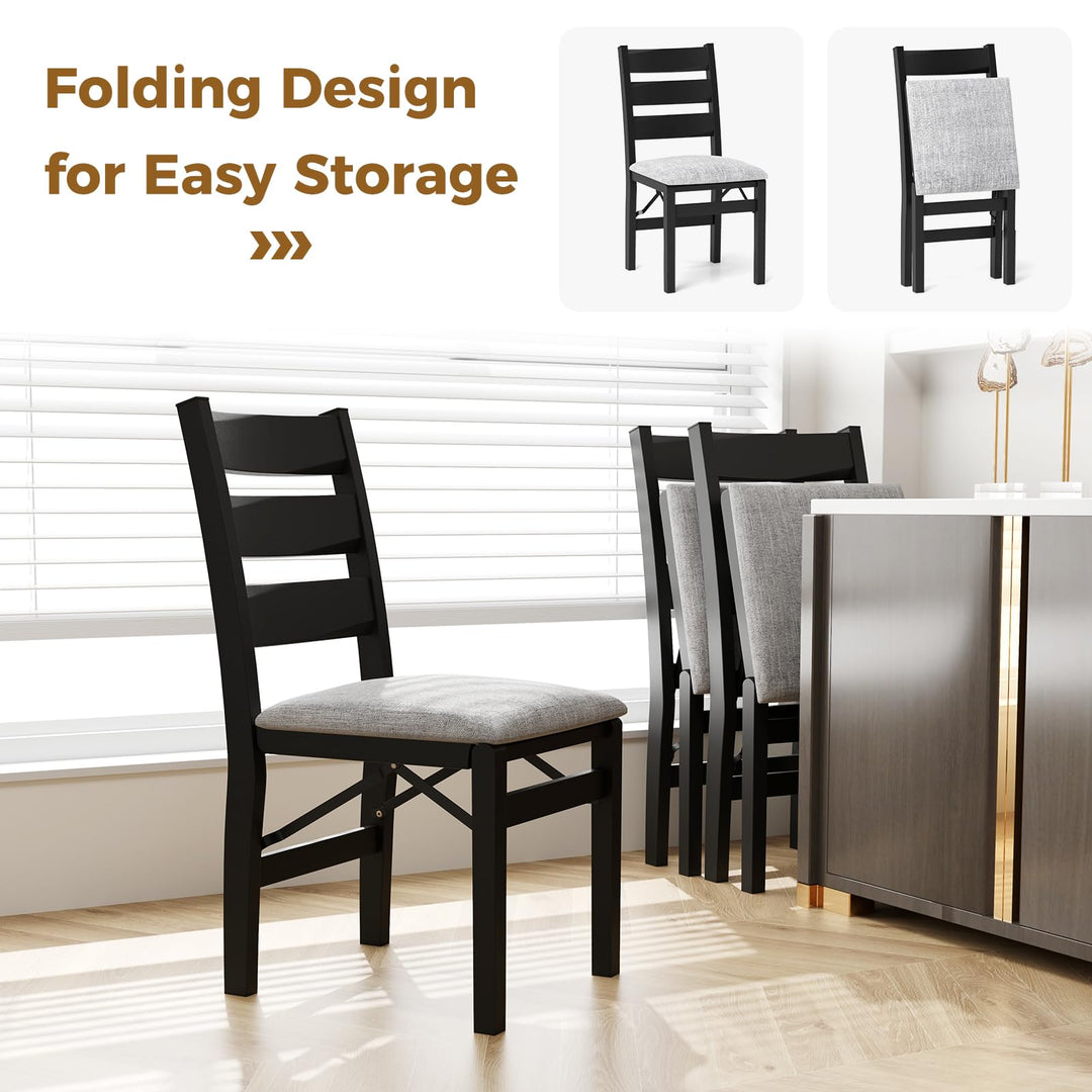 Giantex Folding Dining Chairs Set of 2, Modern Upholstered Kitchen Chairs w/Slatted Backrest &amp; Padded Seat