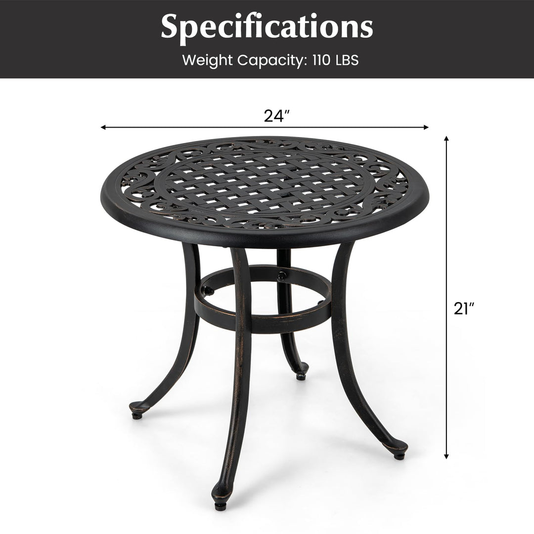 Giantex Patio Bistro Table | 24” Cast Aluminum Round Side Table for Porch