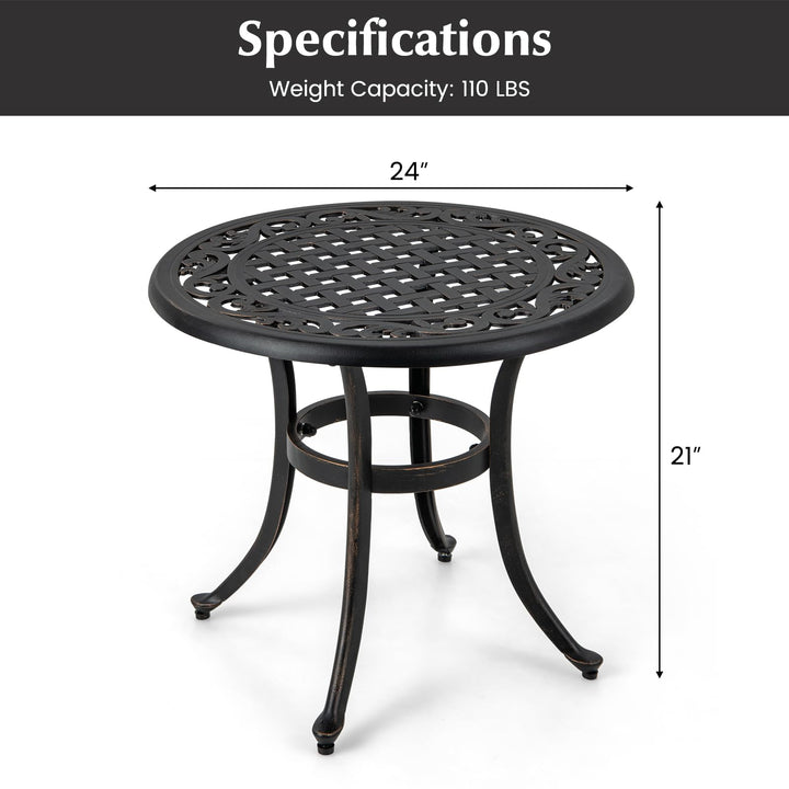 Giantex Patio Bistro Table | 24” Cast Aluminum Round Side Table for Porch