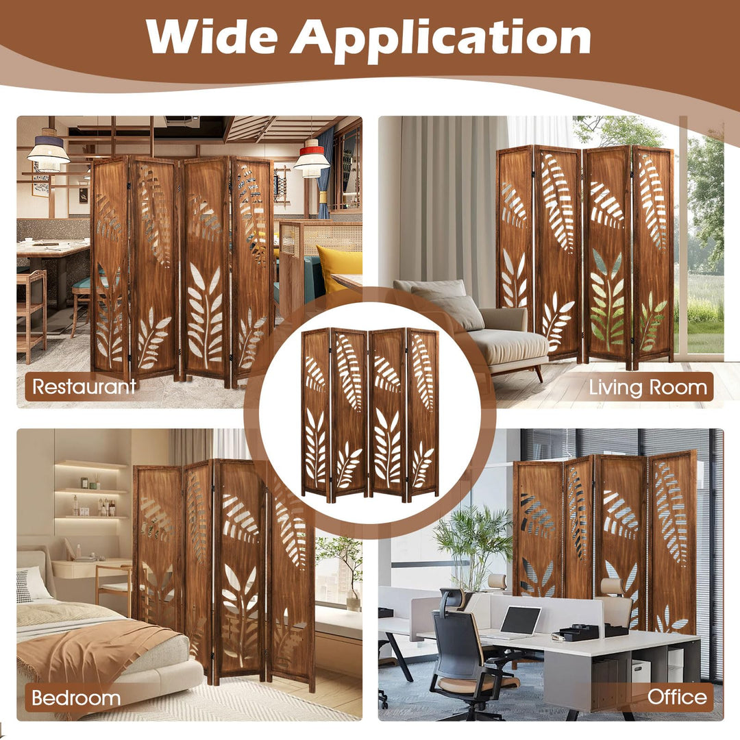 Giantex Room Divider 5.6 FT Folding Partition Stand with Double Action Metal Hinges