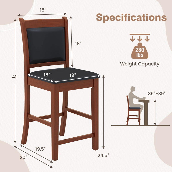 Giantex 24.5" Bar Stools Set of 2, Upholstered Counter Height Bar Stools w/Faux Leather Cushion &amp; Footrest