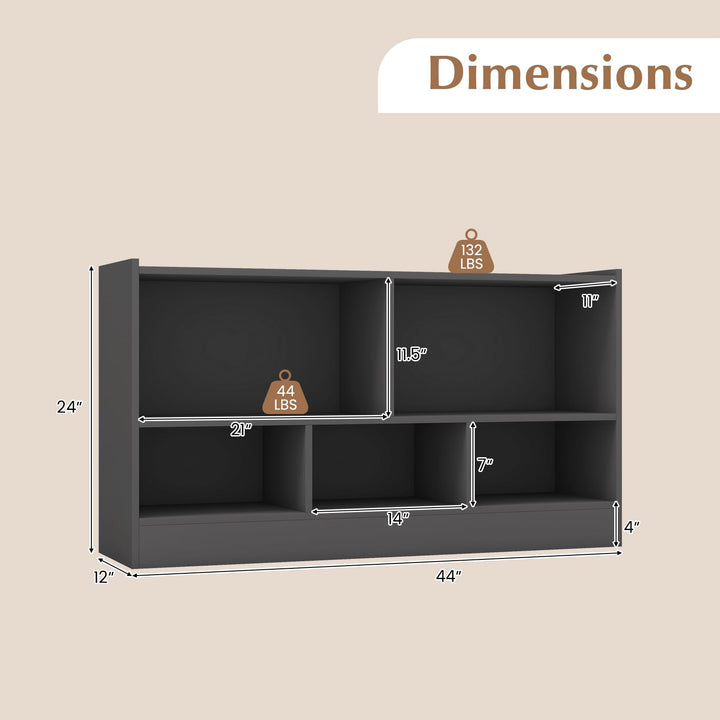 Giantex 5-Cube Bookcase, Freestanding 3-Tier Bookshelf with Spacious Top &amp; Raised Base