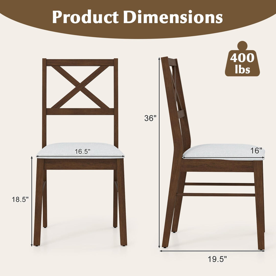 Giantex Wooden Dining Chairs Set of 2/4, Upholstered Kitchen Chairs w/Cross Back &amp; Padded Seat