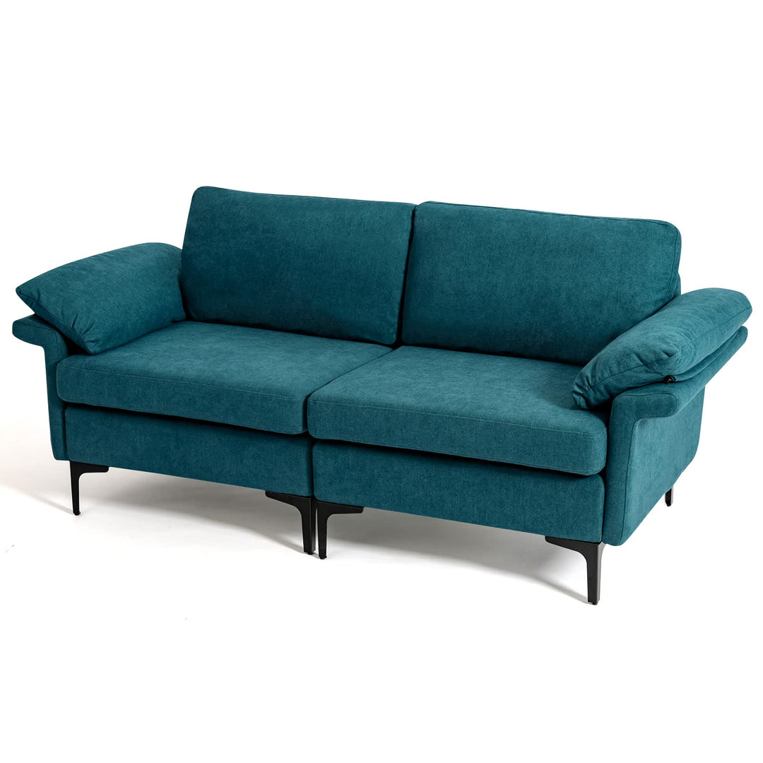 Giantex 72.5" L Loveseat, 2-Seat Sofa Couch with Removable Armrest Pillows