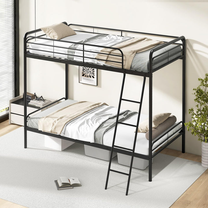 Giantex Metal Bunk Bed Twin Over Twin, Heavy Duty Twin Bunk Beds with Inclined Ladder &amp; Safety Guardrails