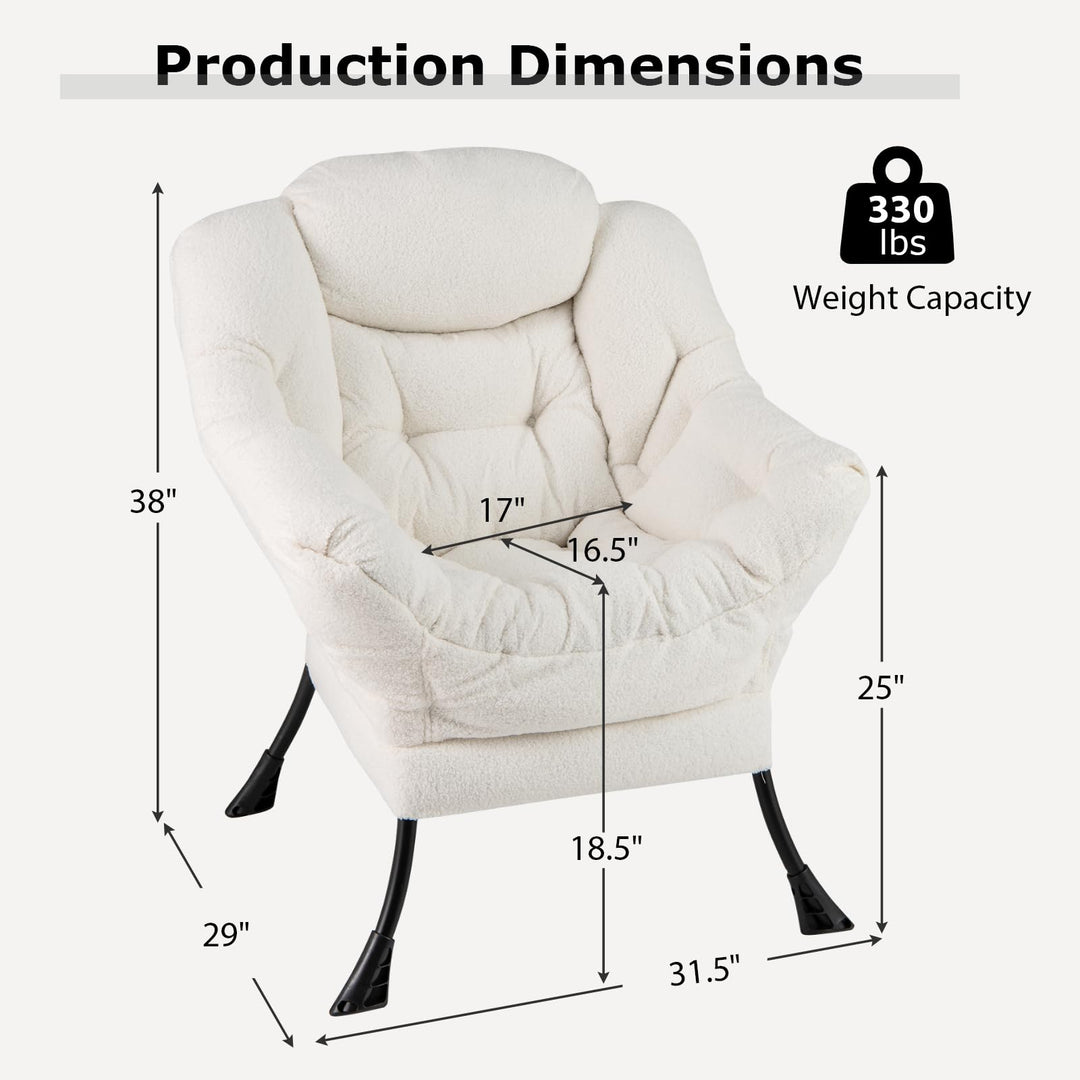 Giantex Set of 1/2 Lazy Chairs, Modern Sherpa Accent Chair w/Upholstered Single Sofa Chair w/Armrests &amp; Side Pocket