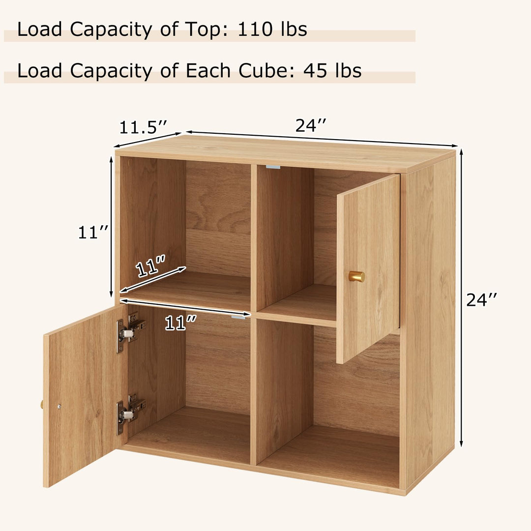 Giantex 4 Cube Bookcase | 2-Tier Freestanding Book Shelf with Open Compartments